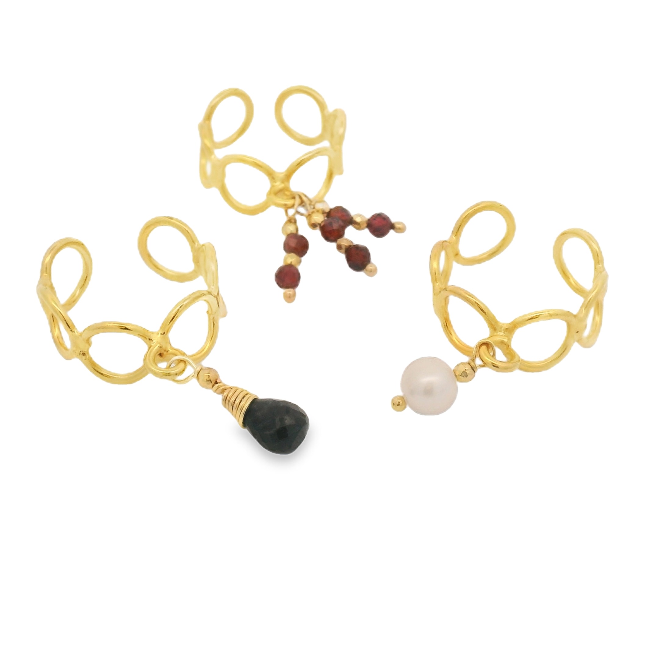 Anillos con Gemas y Perlas en Movimiento