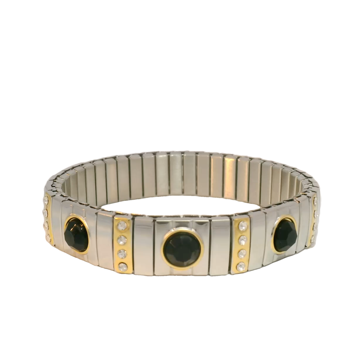 Pulsera Italiana Eslabon Delgado Con Cristal Redondo