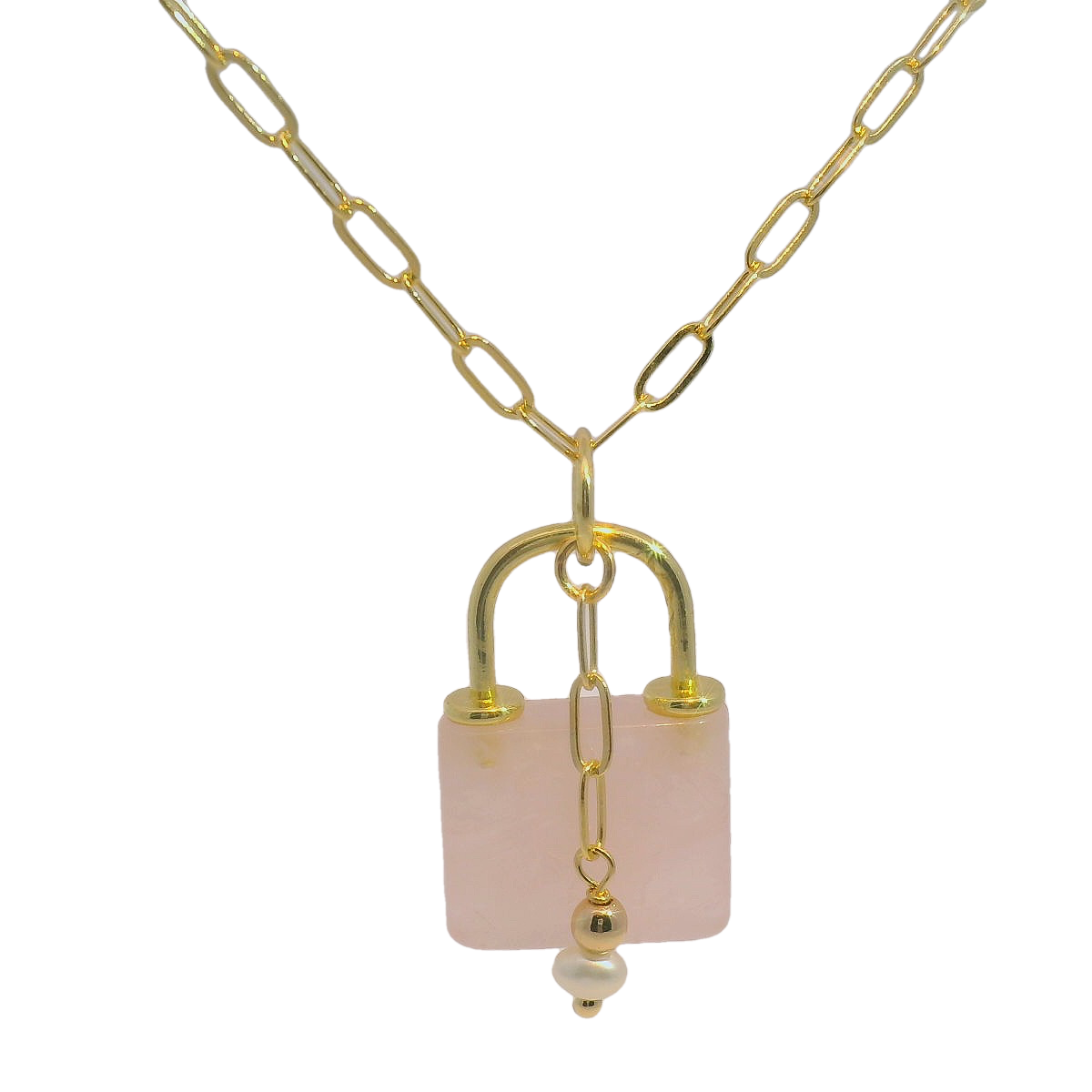 Collar Golden Lock Pearl