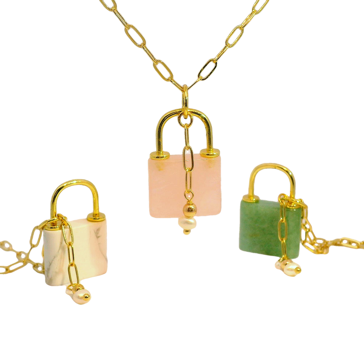 Collar Golden Lock Pearl