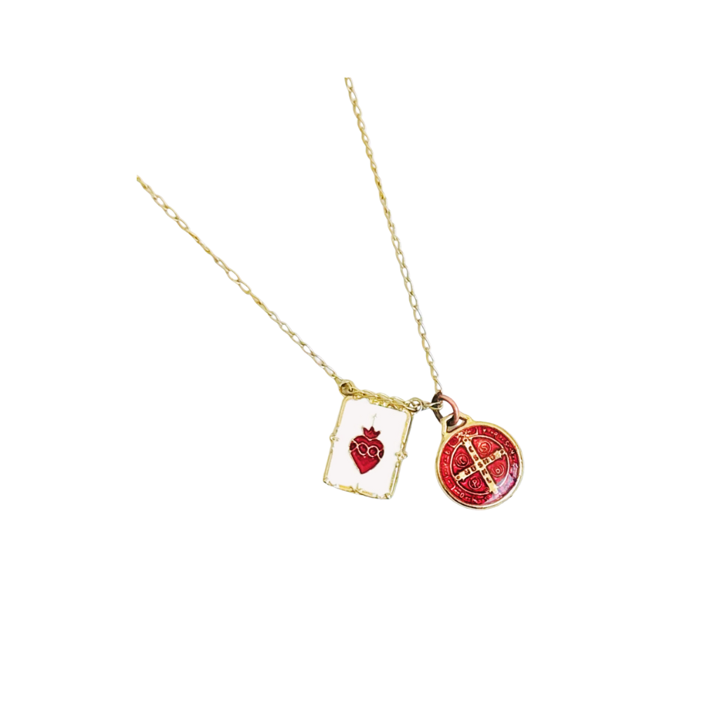 Collar Rojo San Benito/Sagrado Corazon