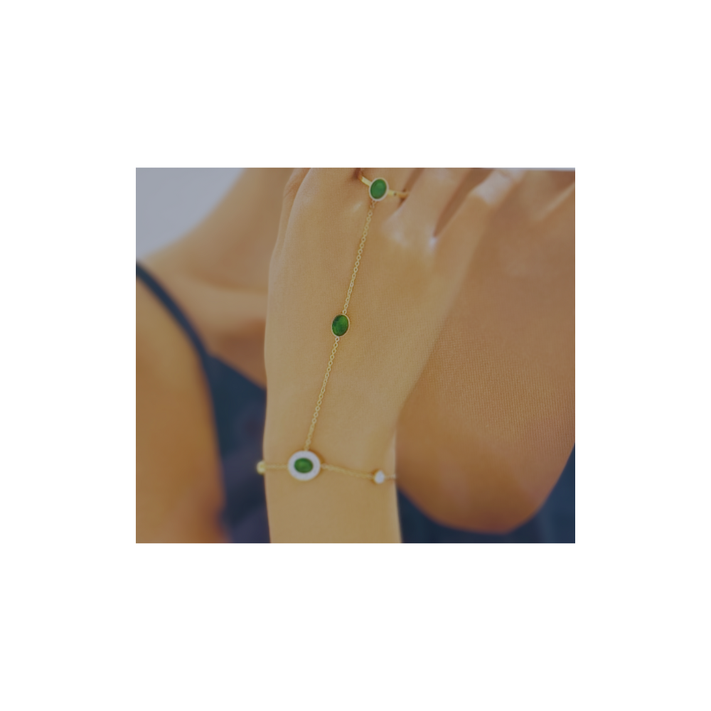 Hand Chain Green Oval