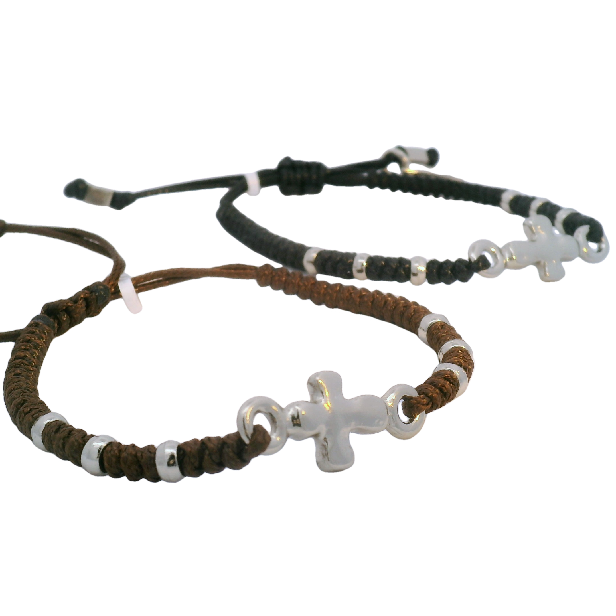 Pulseras de cuerda con cruz