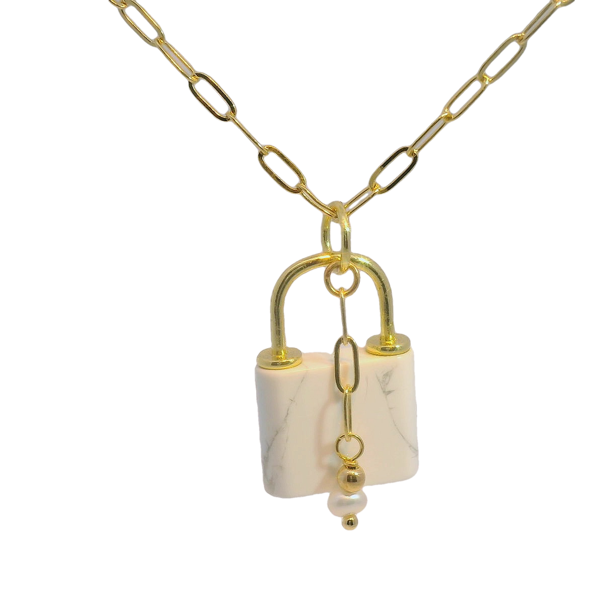 Collar Golden Lock Pearl