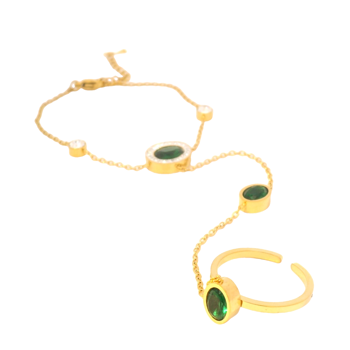 Hand Chain Green Oval