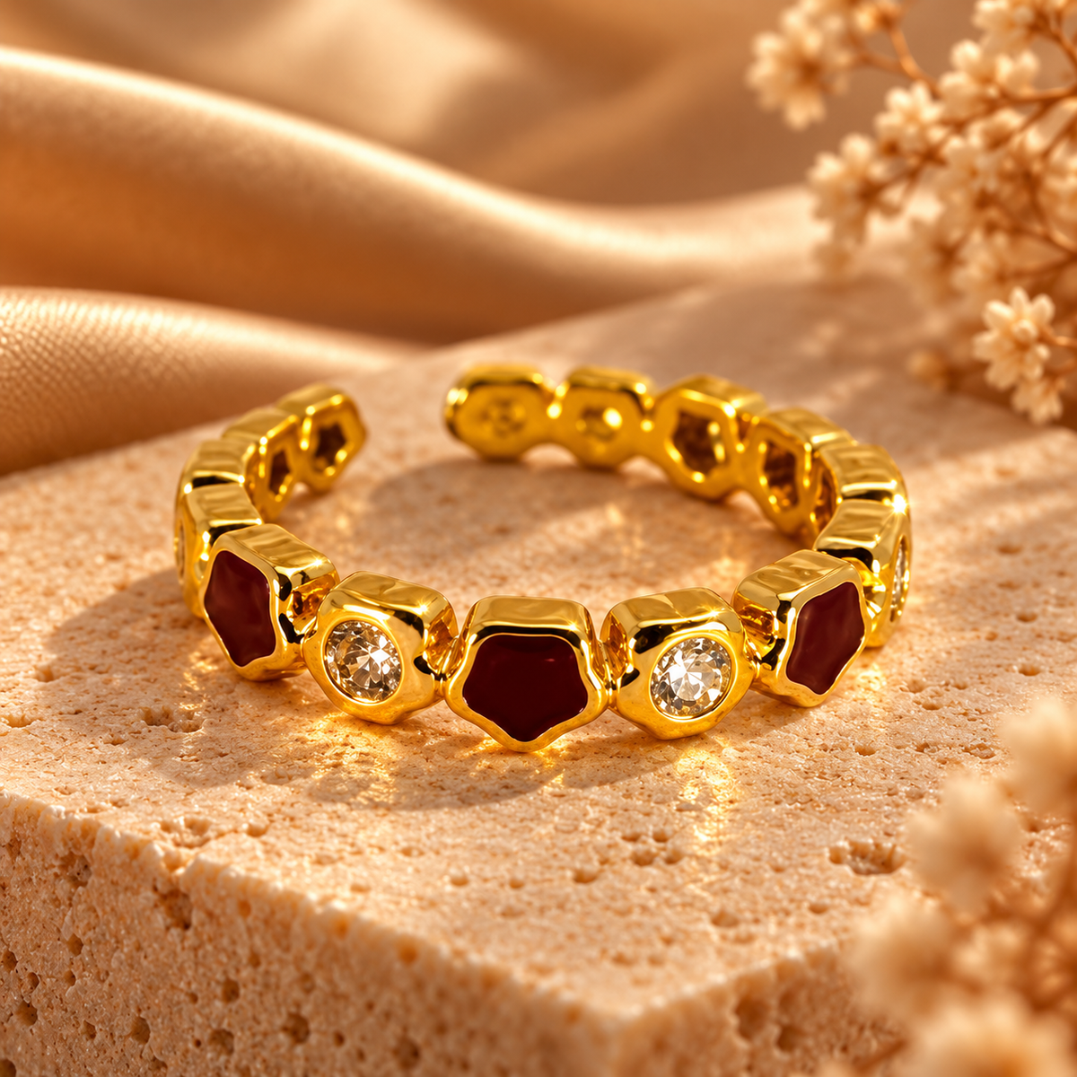 Anillo Burgandy Flower