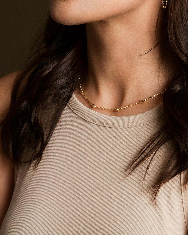 Collar Bolitas Chapa Oro